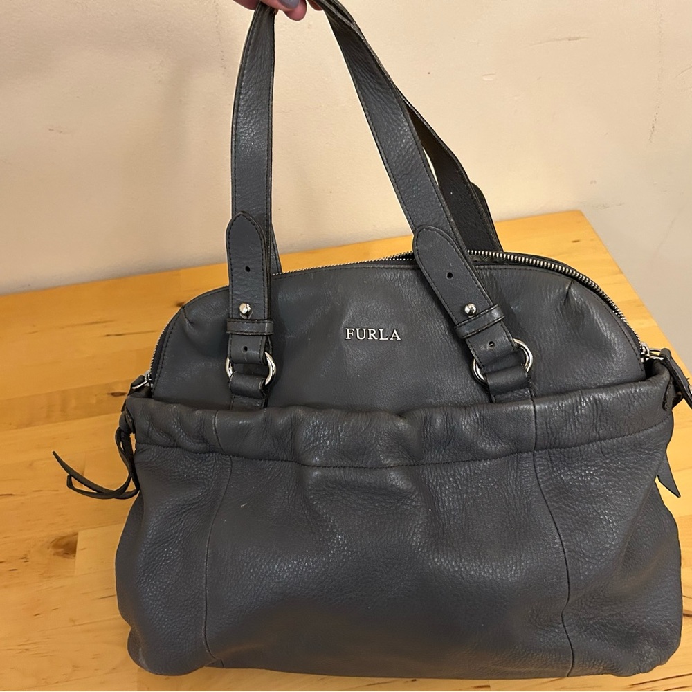 Furla Gray Leather Satchel - Picture 3 of 6